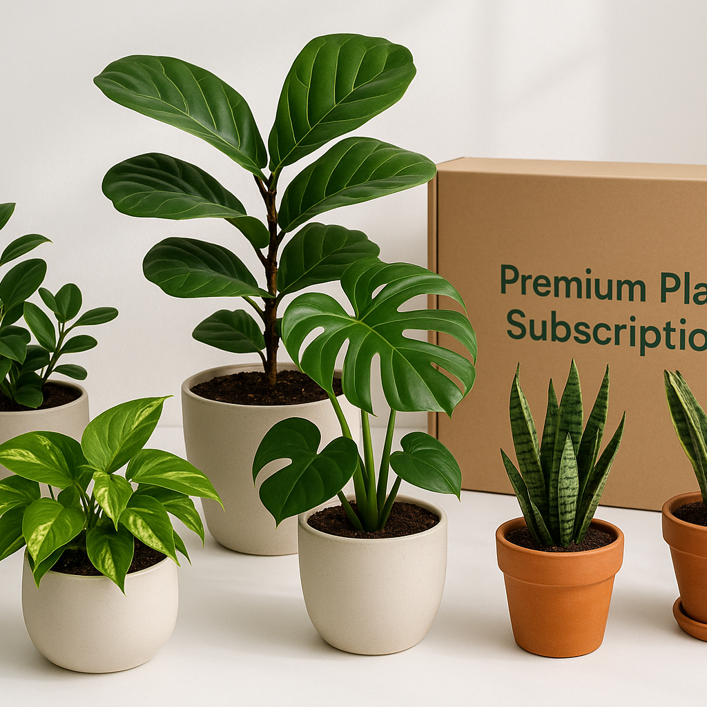 Make me a good product page photo for my premium plant subscription page. in the same style as my bowlscape product page photo