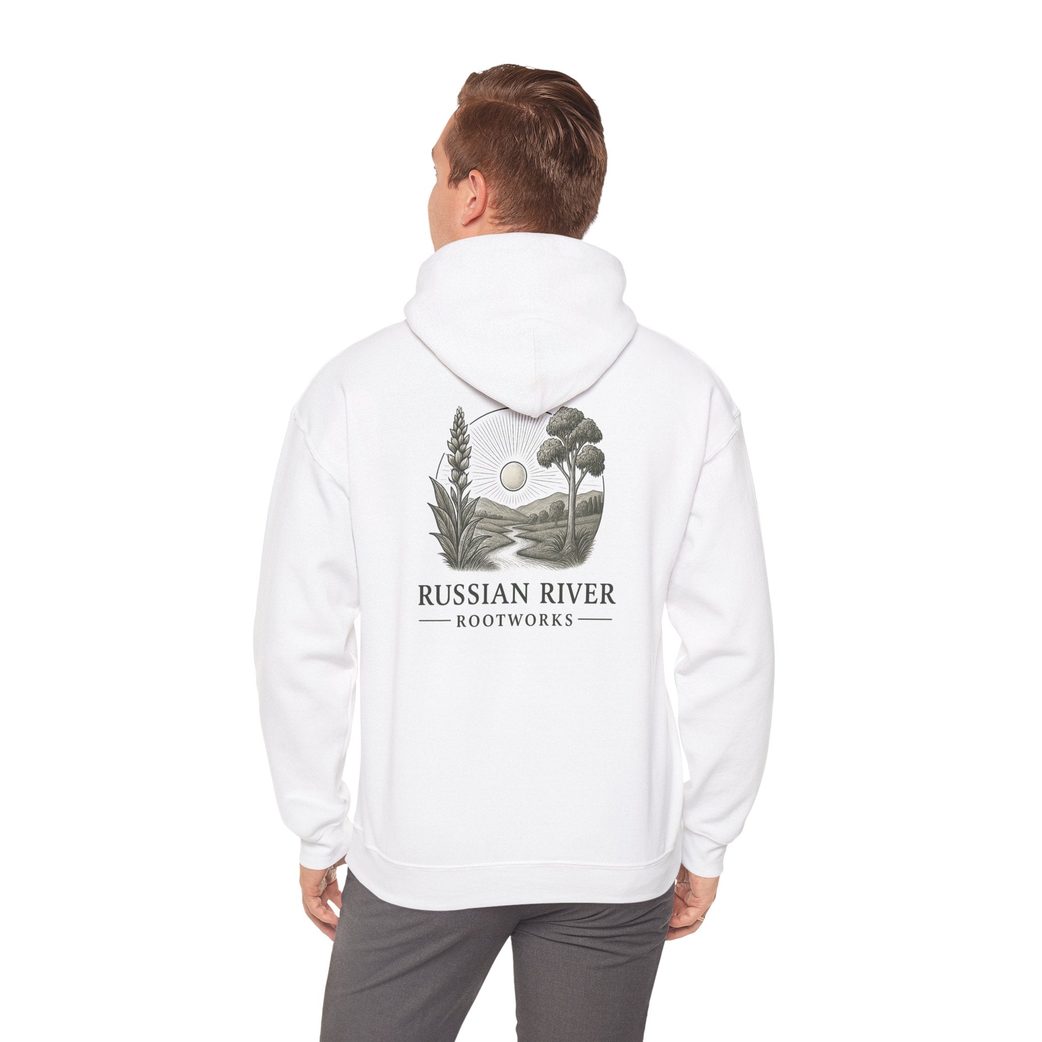 Russian River Rootworks Hoodie — Nature Landscape Graphic Pullover