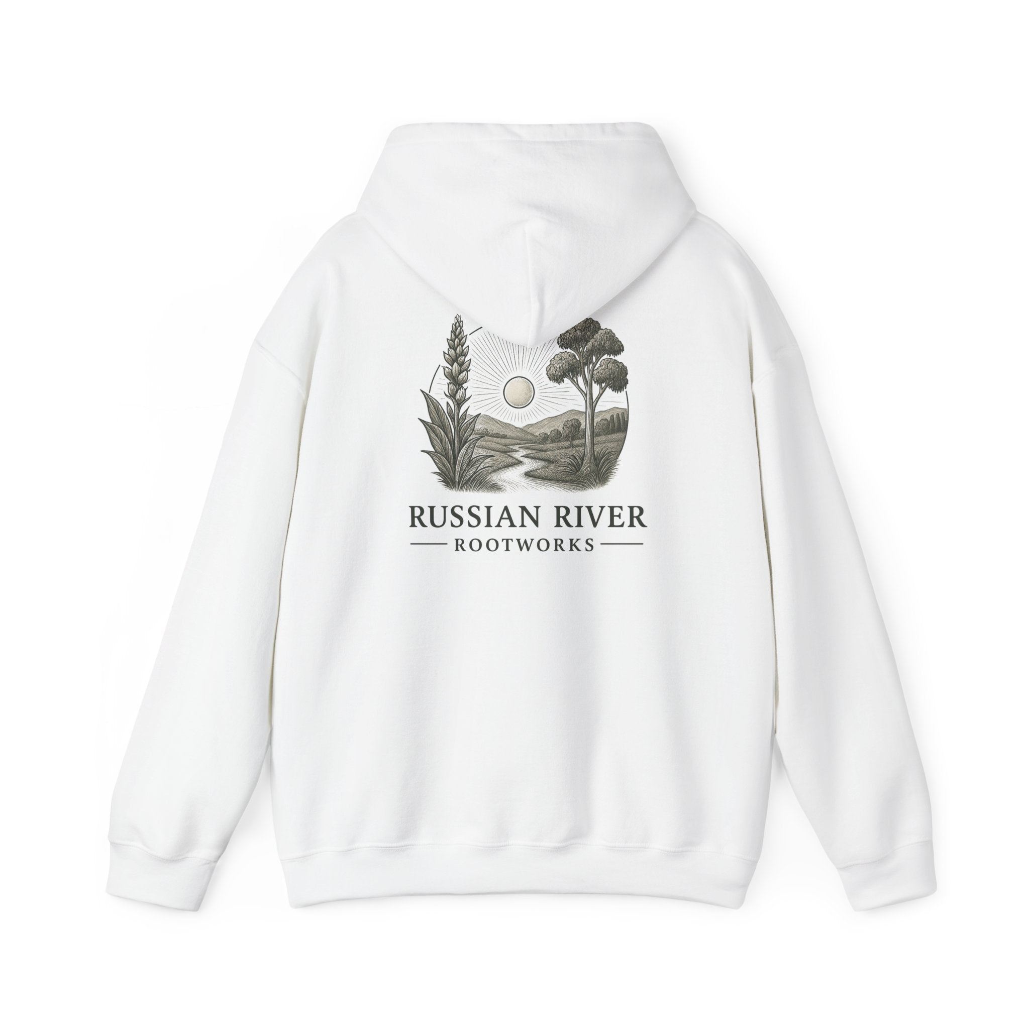 Russian River Rootworks Hoodie — Nature Landscape Graphic Pullover